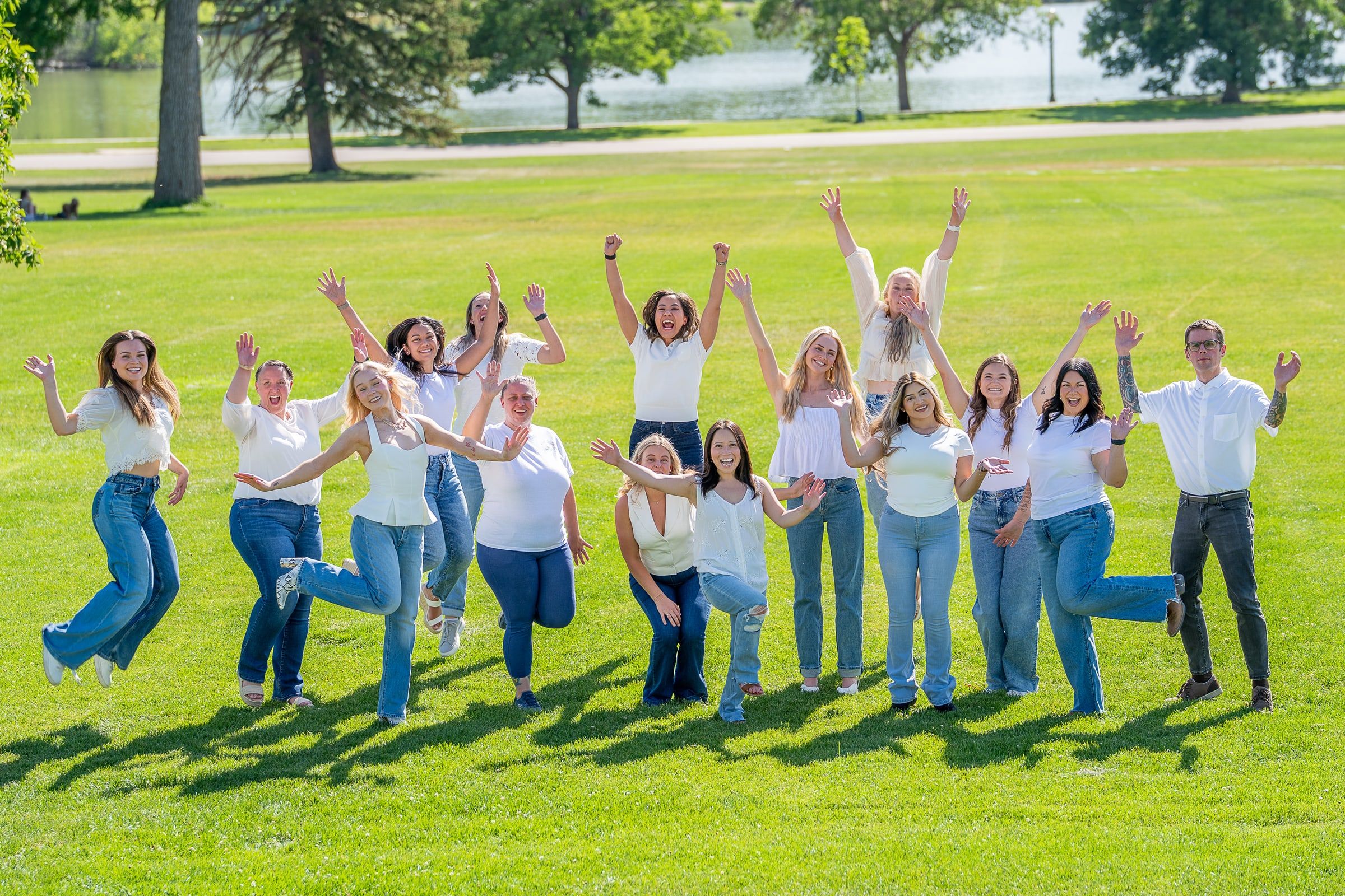 Cherry Creek Dental Spa team celebrating together on the lawn