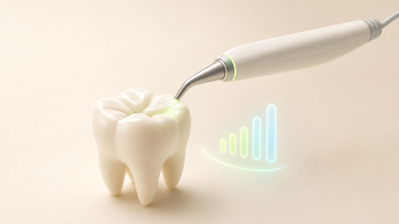 Diagnostic laser probe measuring a tooth surface