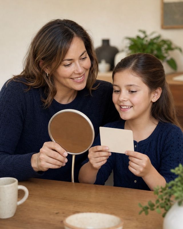 Parent and child sharing a supportive oral function practice moment